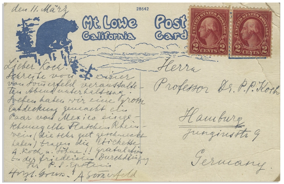 Drs. Arnold Sommerfeld and Paul Epstein Write a Jovial Postcard to Fellow Dr. Peter Paul Koch